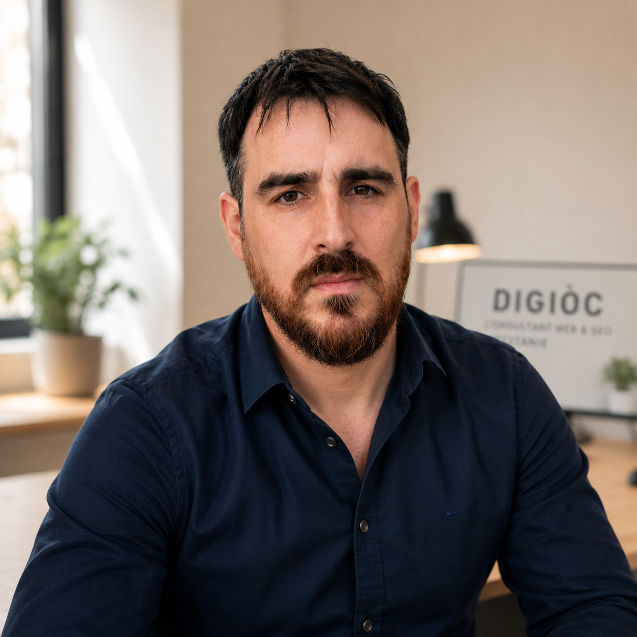 Thomas Albert, consultant Web et SEO Digiòc à Toulouse, dans son bureau en Occitanie